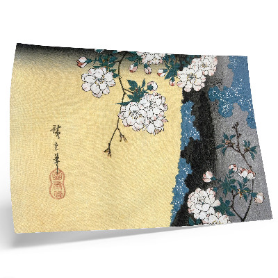 Lámina para cuadro Flores de cerezo japonesas (1837) – grabado en madera antiguo de Utagawa Hiroshige