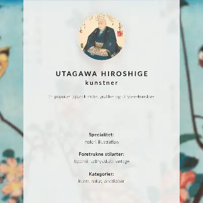 Lámina para cuadro de flores de cerezo japonesas de Utagawa Hiroshige grabado en madera antiguo de 1837