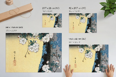 Lámina para cuadro Flores de cerezo japonesas (1837) – grabado en madera antiguo de Utagawa Hiroshige