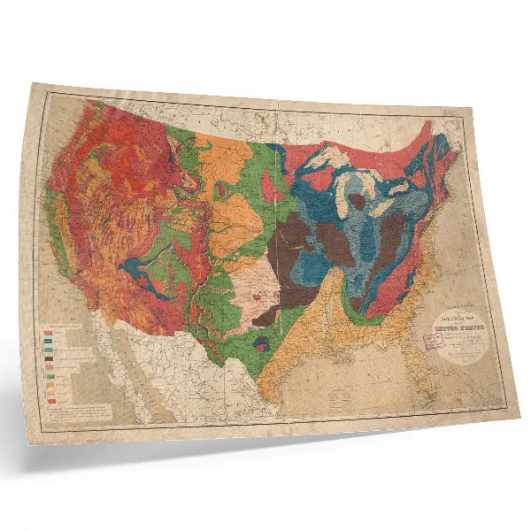 Mapa geológico de los Estados Unidos lámina para cuadro