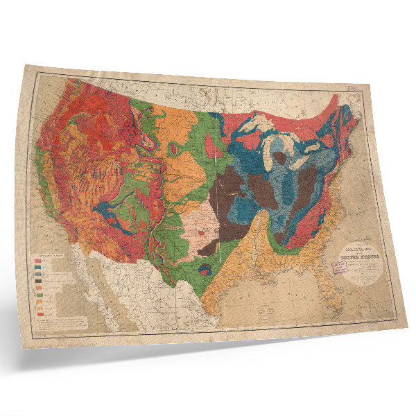 Lámina para cuadro Mapa geológico de los Estados Unidos