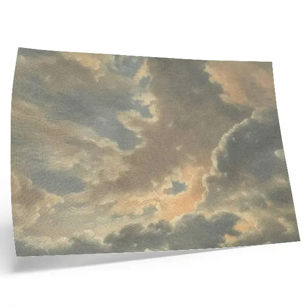 Póster con diseño de nubes en tonos grises y beige
