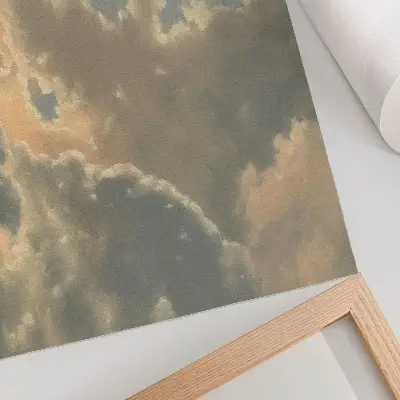 Póster con diseño de nubes en tonos grises y beige