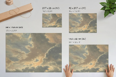 Póster Nubes en el cielo en tonos grises y beige.