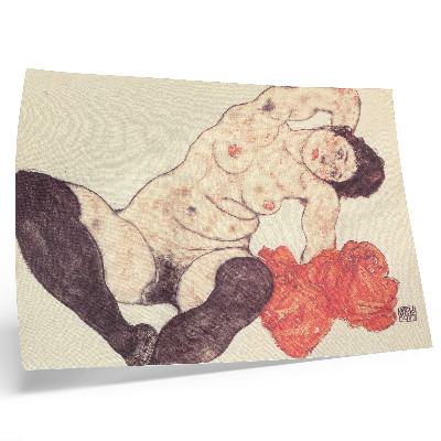 Arte de pared Desnudo femenino con una toalla amarilla (1917) de Egon Schiele