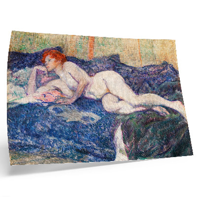 Póster Mujer desnuda mostrando los senos, arte erótico vintage de Henri de Toulouse-Lautrec.