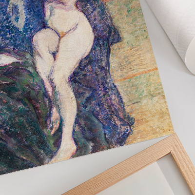 Póster Mujer desnuda mostrando los senos, arte erótico vintage de Henri de Toulouse-Lautrec.
