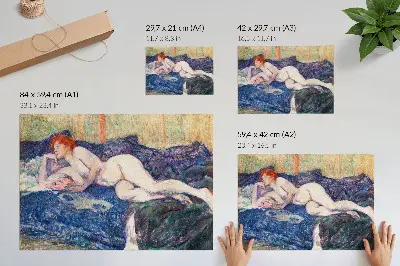 Póster de arte erótico vintage mujer desnuda mostrando los senos de Henri de Toulouse-Lautrec