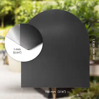 Protector de suelo para barbacoa en forma de semiovalo de 80x70 cm