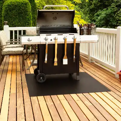 Protector de suelo para barbacoa en forma rectangular de 100x70 cm
