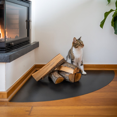 Cuarto de círculo protector de suelo para estufa negro en chapa metálica