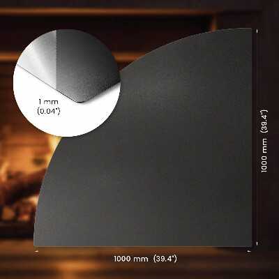 Cuarto de círculo protector de suelo para estufa negro en chapa metálica