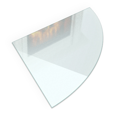Protector de suelo para estufas en forma de cuarto de círculo y color semitransparente