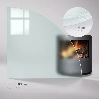 Protector de suelo para estufas en forma de cuarto de círculo y color semitransparente