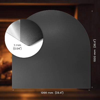Semicircular placa protección suelo estufa de acero negro