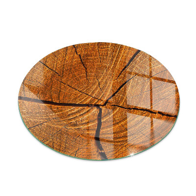 Placa de vidrio para chimenea redonda Veta de la madera en sección transversal