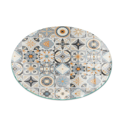 Placa de vidrio para chimenea redonda Patrones de mosaico en azulejos
