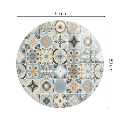 Placa de vidrio para chimenea redonda Patrones de mosaico en azulejos