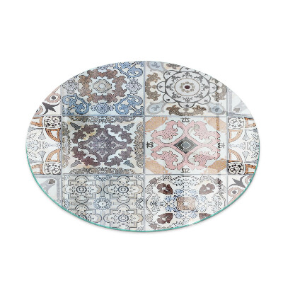 Placa de vidrio para chimenea redonda Patrones de mosaico en azulejos
