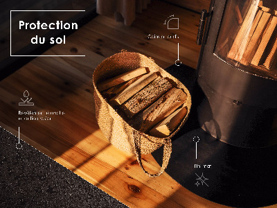 Rectangular protector de suelo para estufas negro en chapa metálica