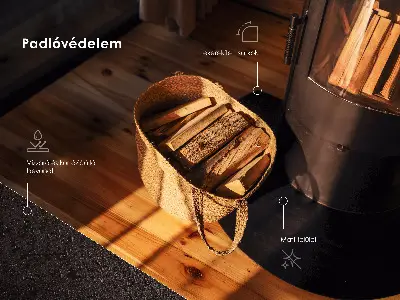 Protector de suelo rectangular para estufas de chapa metálica en color negro