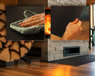 Protector de suelo rectangular para estufas de chapa metálica en color negro