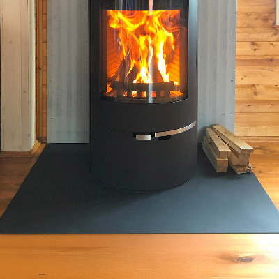 Rectangular protector de suelo para estufas negro en chapa metálica