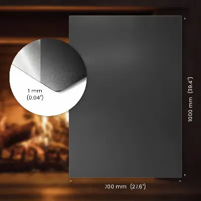 Protector de suelo rectangular para estufas de chapa metálica en color negro