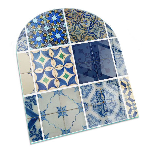 Protector suelo para estufa de leña semi-ovalada Patrones de azulejos de cerámica