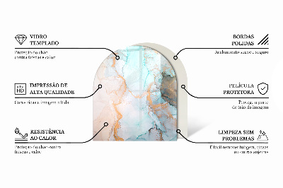 Protector suelo para estufa de leña semi-ovalada Elegante patrón de mármol