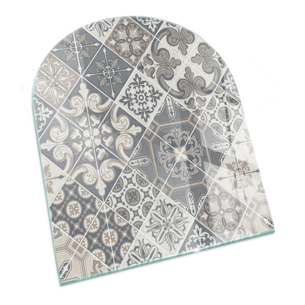 Protector suelo para estufa de leña semi-ovalada Patrón de mosaico decorativo
