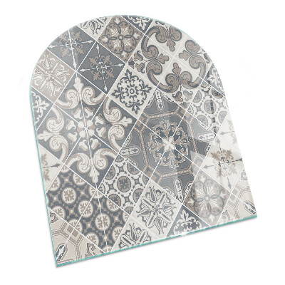 Protector suelo para estufa de leña semi-ovalada Patrón de mosaico decorativo