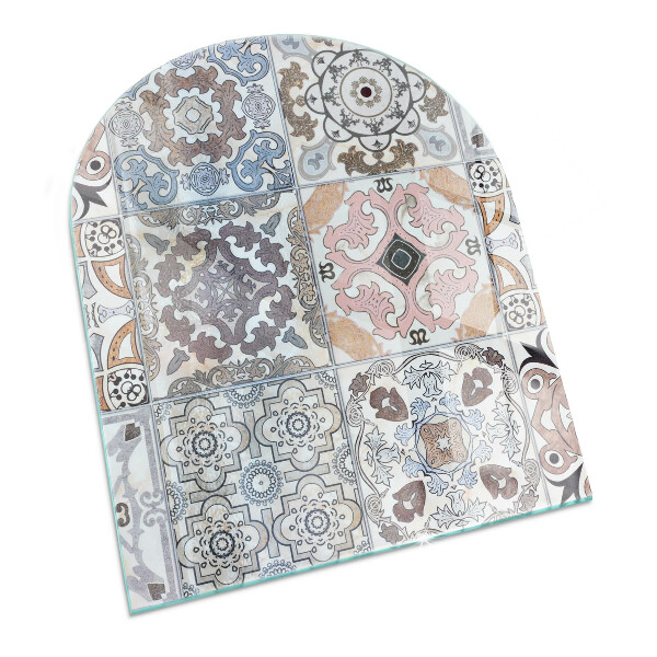 Placa protectora suelo estufa semi-ovalada Patrones de mosaico en azulejos