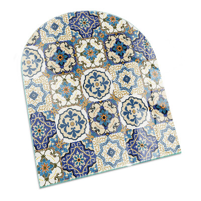 Protector suelo para estufa de leña semi-ovalada Patrón de mosaico con flores