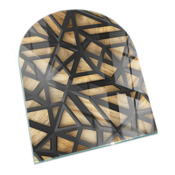 Protector suelo para estufa de leña semi-ovalada Geometría con madera