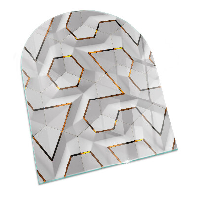 Placa protectora suelo estufa semi-ovalada Patrón geométrico 3D