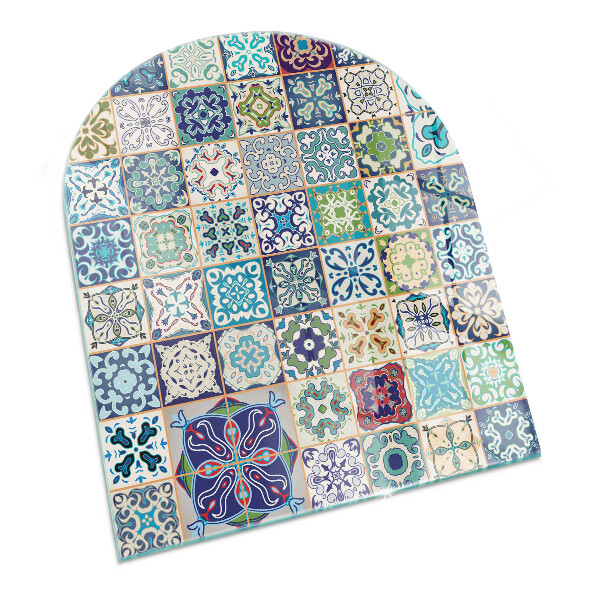 Protector suelo para estufa de leña semi-ovalada Patrones de mosaico en azulejos