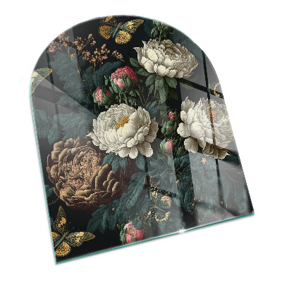 Placa protectora suelo estufa semi-ovalada Patrón floral con mariposas
