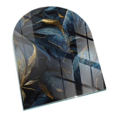 Protector suelo para estufa de leña semi-ovalada Hojas elegantes en textura.