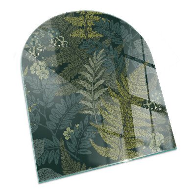 Protector suelo para estufa de leña semi-ovalada Motivos vegetales con mariposas
