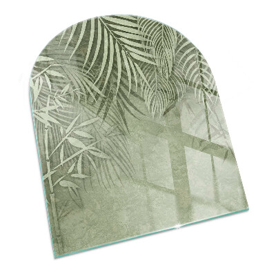 Placa protectora suelo estufa semi-ovalada Hojas tropicales al fondo