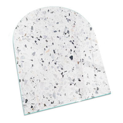 Protector suelo para estufa de leña semi-ovalada Patrón de piedra con partículas