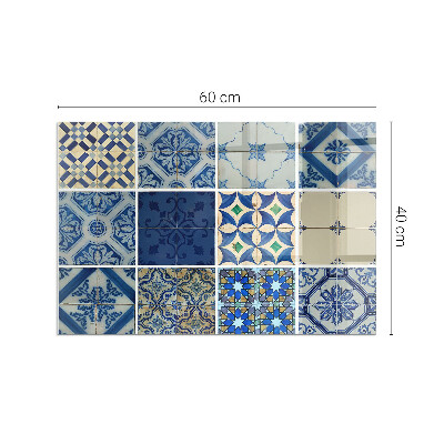 Protector de suelo para estufa rectangular Patrones de azulejos de cerámica