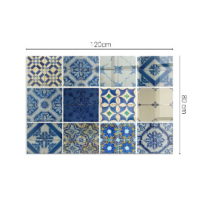 Protector de suelo para estufa rectangular Patrones de azulejos de cerámica