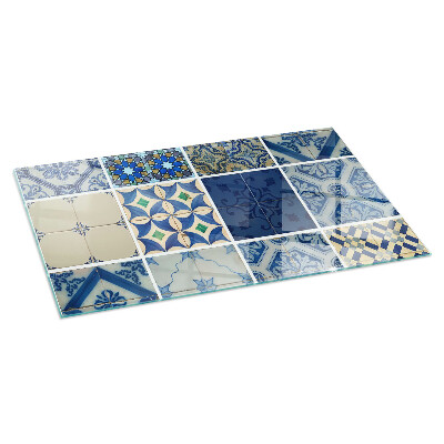 Protector de suelo para estufa rectangular Patrones de azulejos de cerámica