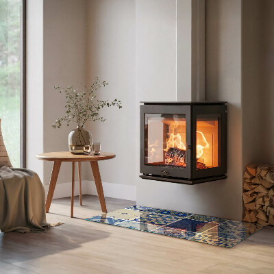 Protector de suelo para estufa rectangular Patrones de azulejos de cerámica