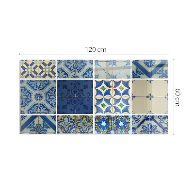 Protector de suelo para estufa rectangular Patrones de azulejos de cerámica