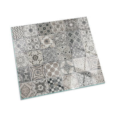 Protector suelo para estufa de leña rectangular Patrones de azulejos decorativos