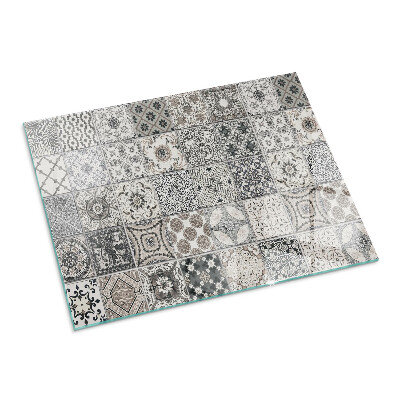 Protector suelo para estufa de leña rectangular Patrones de azulejos decorativos