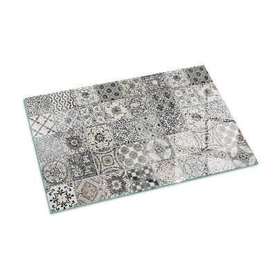 Protector suelo para estufa de leña rectangular Patrones de azulejos decorativos
